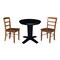 International Concepts 30 in. Solid Wood Round Top Dining Table with 2 Chairs in Black/Distressed Oak K46-30RT-23B-C42-2-2 - alternate 1